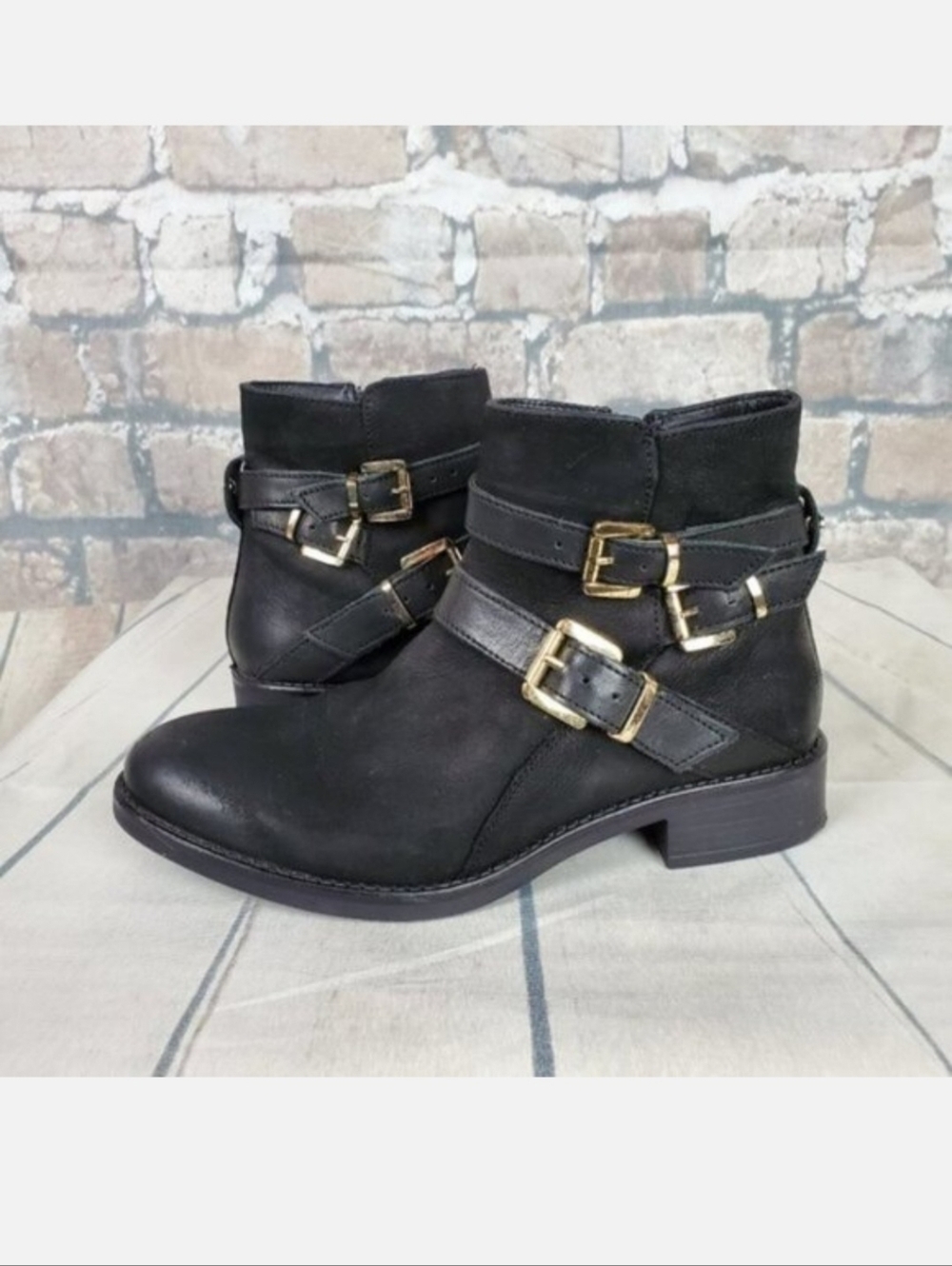 Dune London Black Suede Moto Ankle Boots Sz 38/7